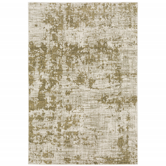 10 x 13 Beige Gold & Grey Power Loom Stain Resistant Rug