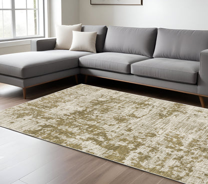 10 x 13 Beige Gold & Grey Power Loom Stain Resistant Rug