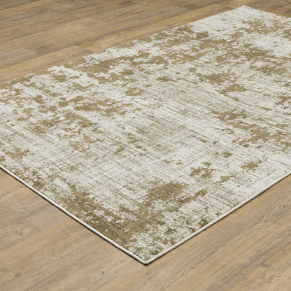 10 x 13 Beige Gold & Grey Power Loom Stain Resistant Rug