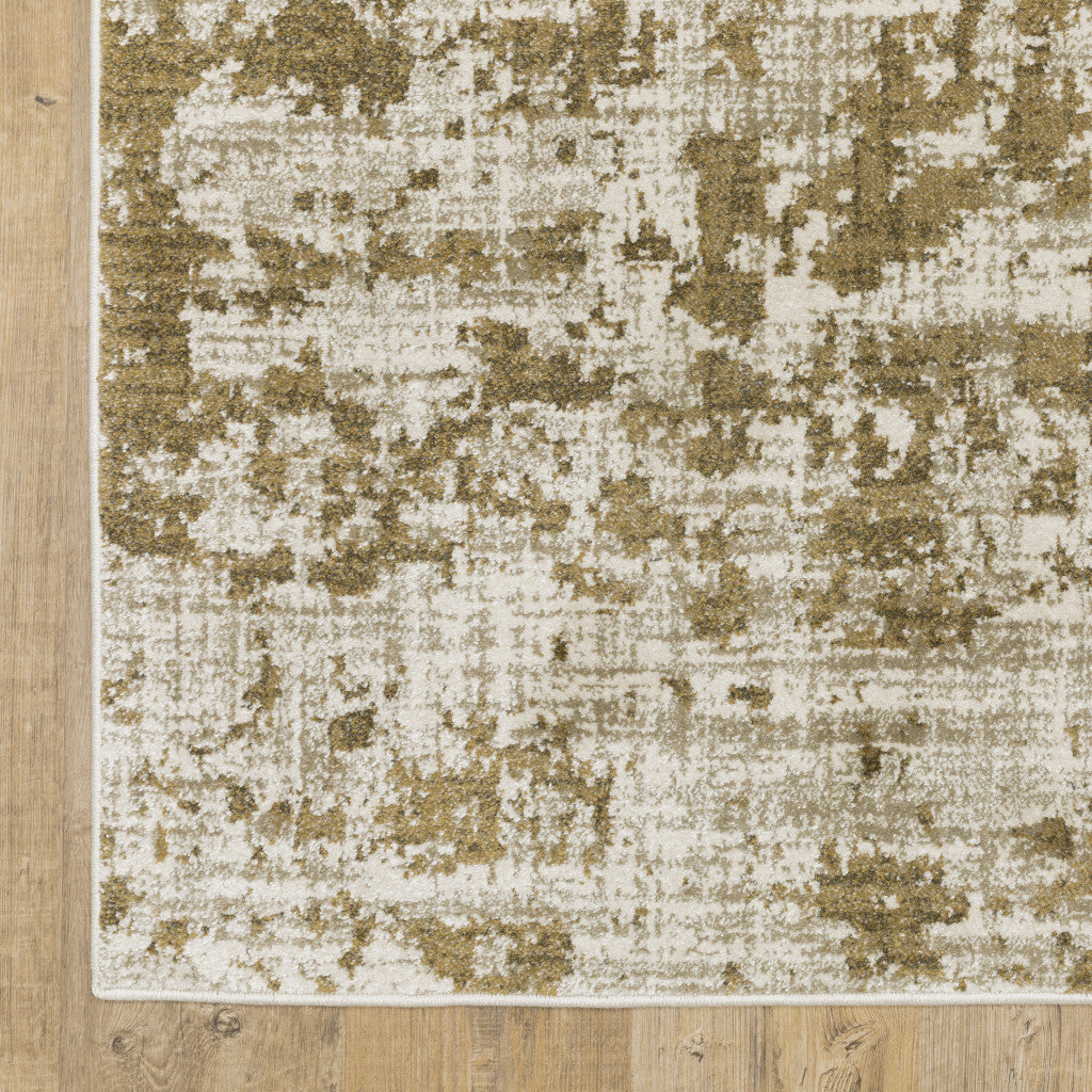 10 x 13 Beige Gold & Grey Power Loom Stain Resistant Rug
