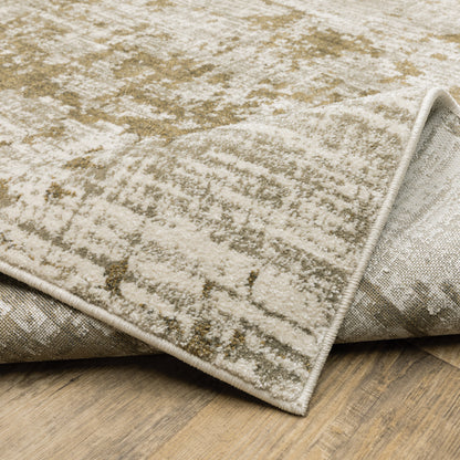 10 x 13 Beige Gold & Grey Power Loom Stain Resistant Rug