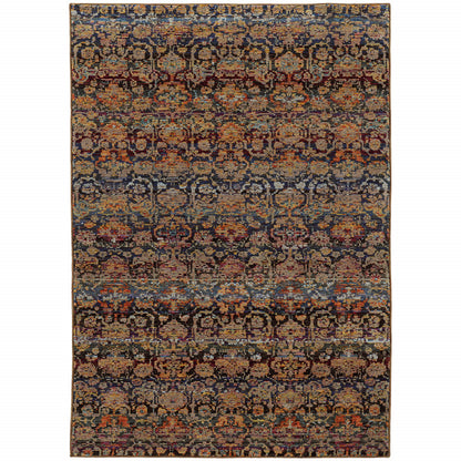 5 x 7 Blue & Ivory Power Loom Rug