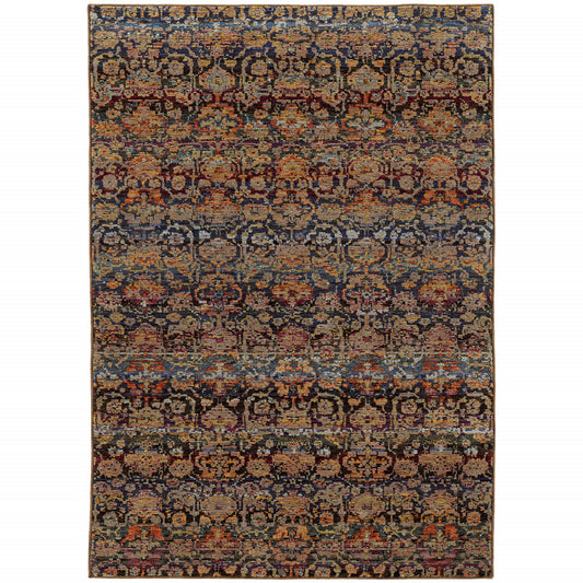 5 x 7 Blue & Ivory Power Loom Rug