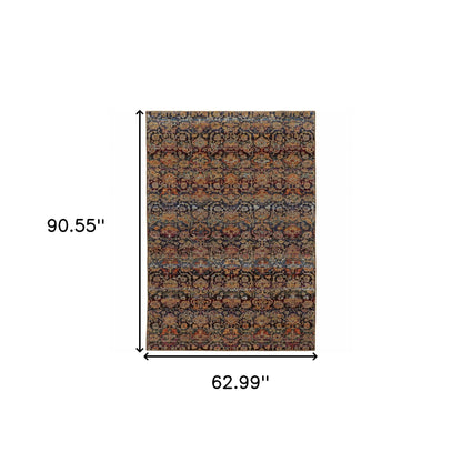 5 x 7 Blue & Ivory Power Loom Rug