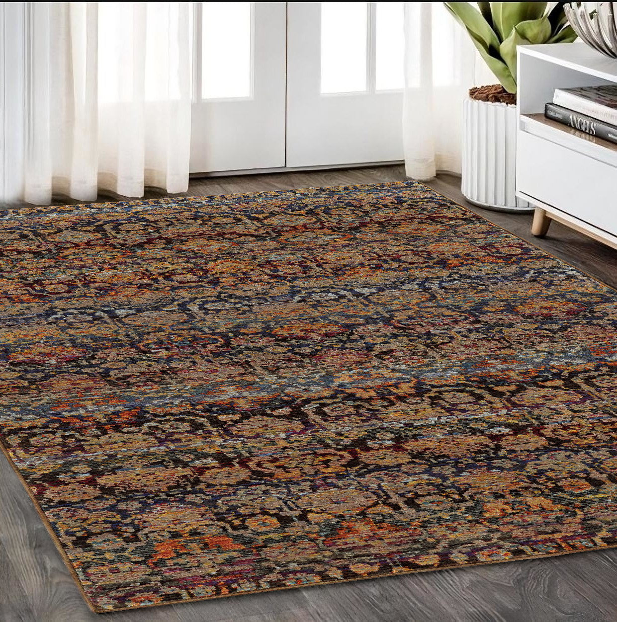 5 x 7 Blue & Ivory Power Loom Rug