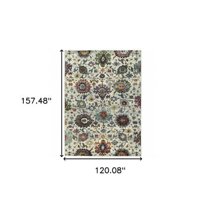 10 x 13 Purple & Gray Oriental Power Loom Rug