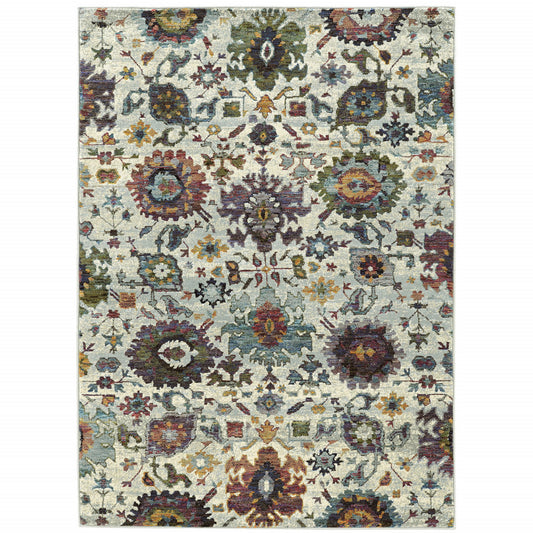 5 x 7 Purple & Gray Oriental Power Loom Rug