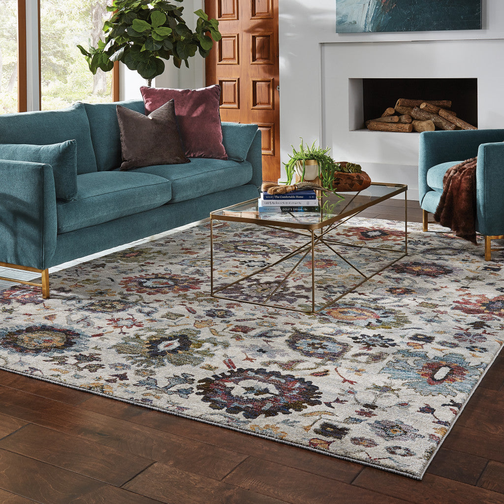 5 x 7 Purple & Gray Oriental Power Loom Rug