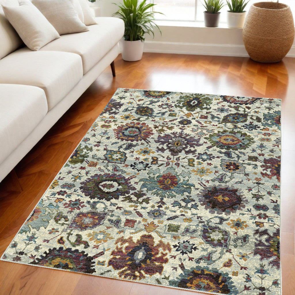 5 x 7 Purple & Gray Oriental Power Loom Rug