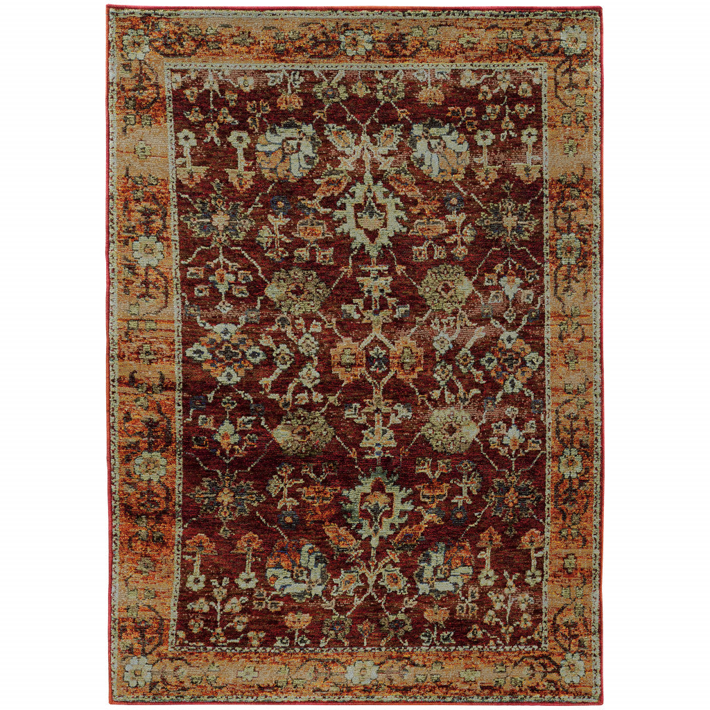 9 x 12 Red & Gold Oriental Power Loom Rug