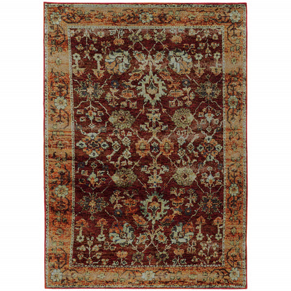 9 x 12 Red & Gold Oriental Power Loom Rug
