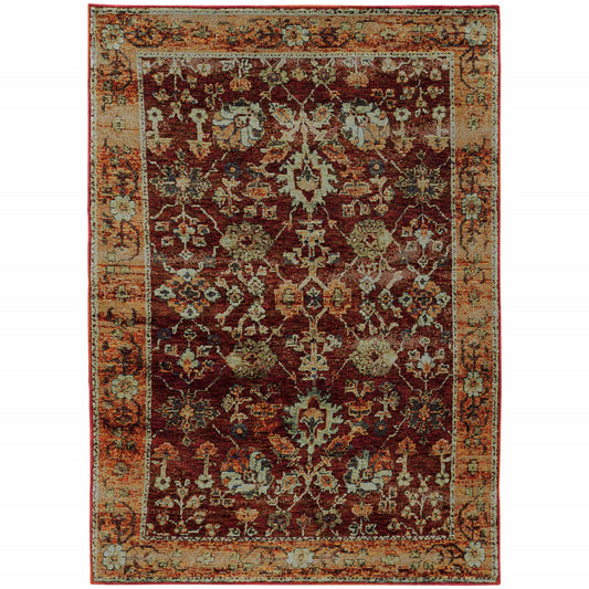 9 x 12 Red & Gold Oriental Power Loom Rug