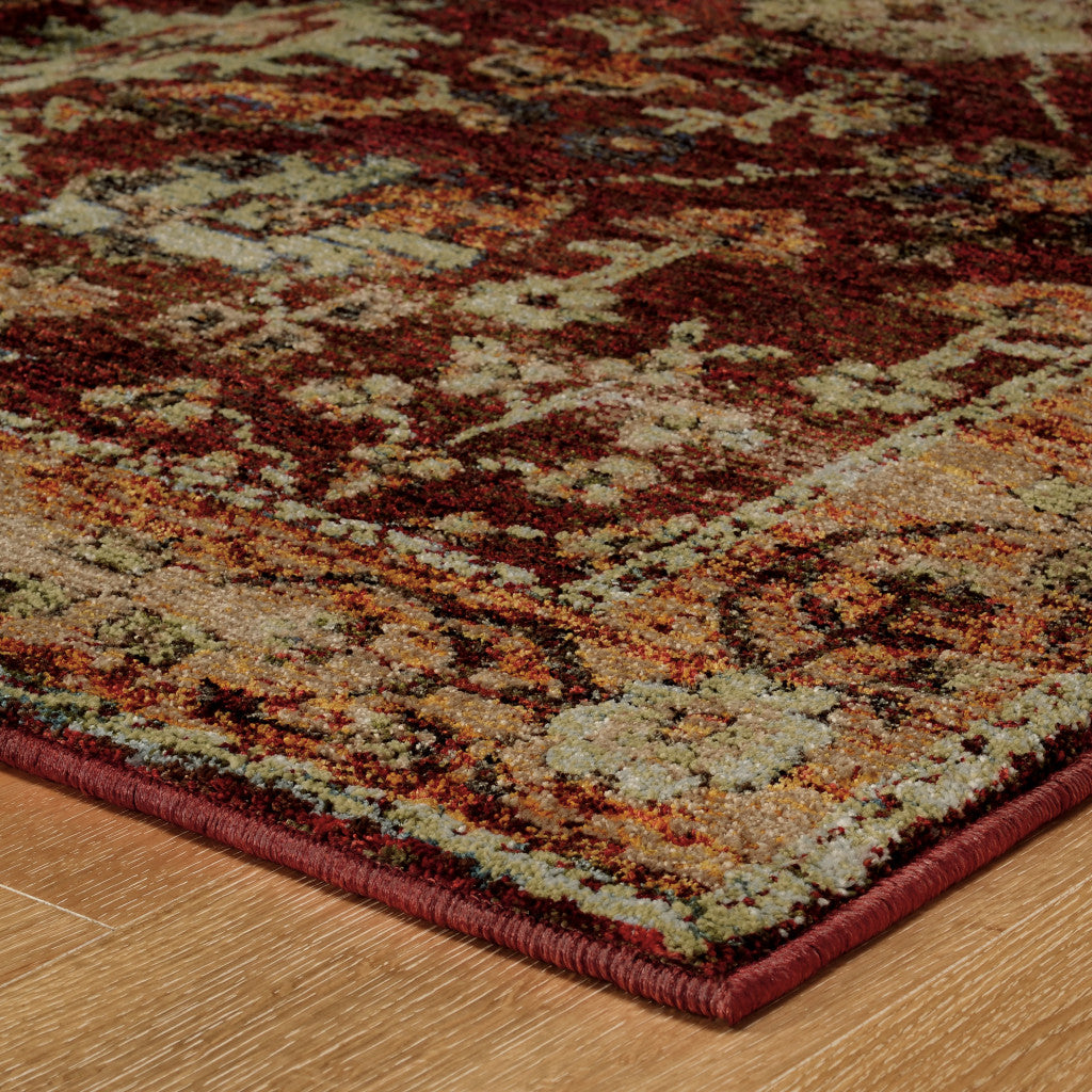 9 x 12 Red & Gold Oriental Power Loom Rug