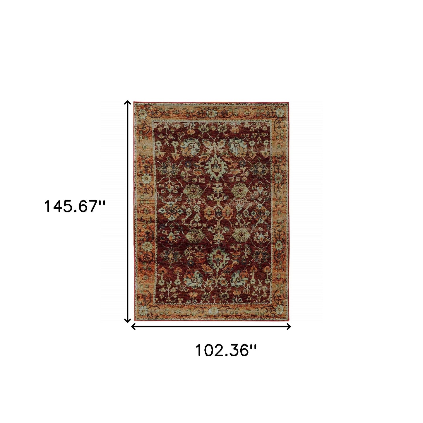 9 x 12 Red & Gold Oriental Power Loom Rug