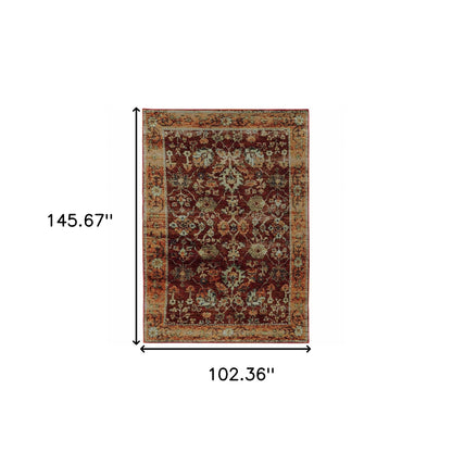 9 x 12 Red & Gold Oriental Power Loom Rug
