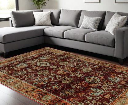 9 x 12 Red & Gold Oriental Power Loom Rug