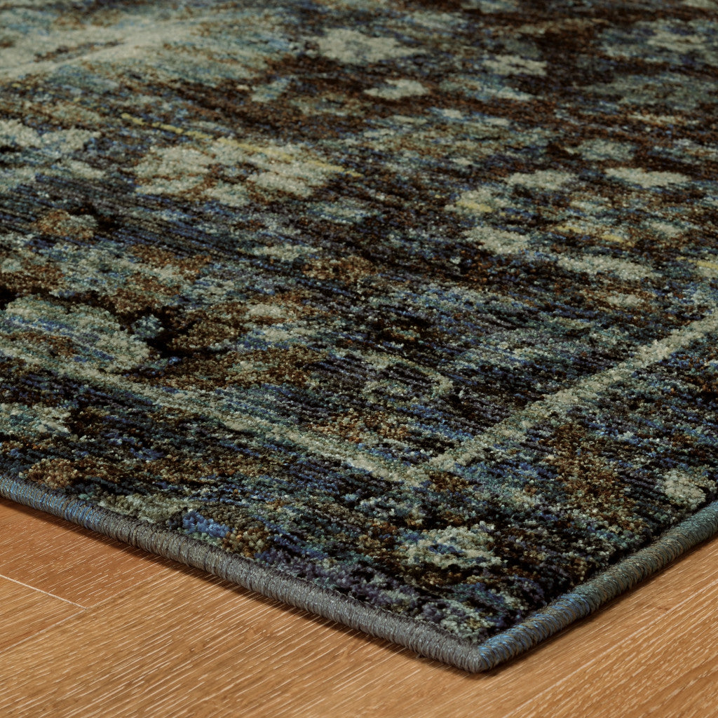 5 x 7 Navy Blue Oriental Power Loom Rug