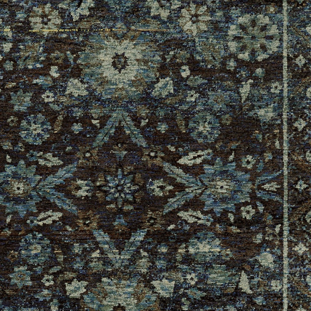 5 x 7 Navy Blue Oriental Power Loom Rug