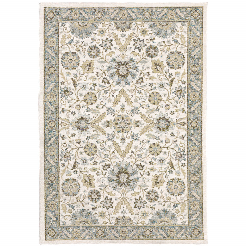 5 x 7 Gray & Ivory Oriental Power Loom Rug