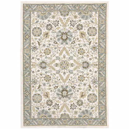 5 x 7 Gray & Ivory Oriental Power Loom Rug