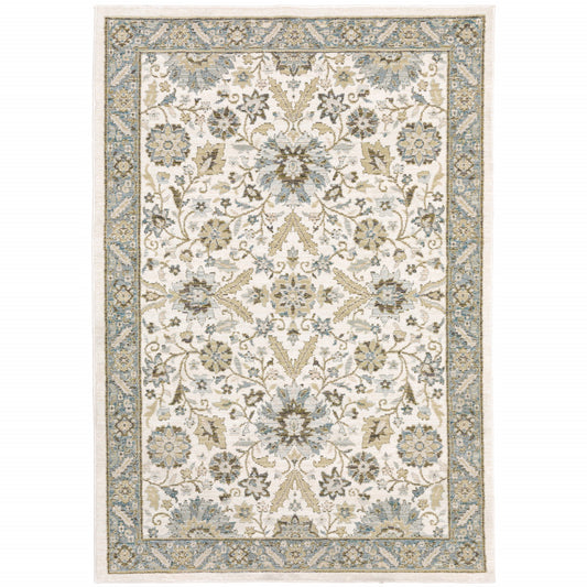 5 x 7 Gray & Ivory Oriental Power Loom Rug