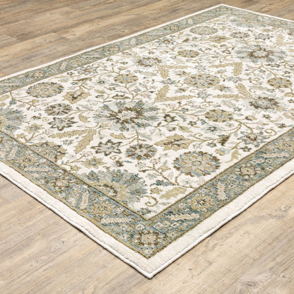 5 x 7 Gray & Ivory Oriental Power Loom Rug