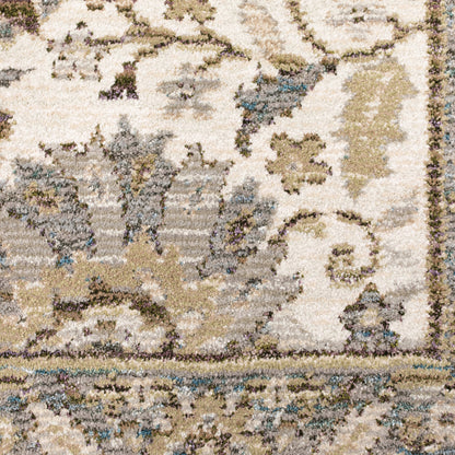 5 x 7 Gray & Ivory Oriental Power Loom Rug