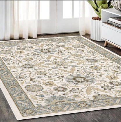 5 x 7 Gray & Ivory Oriental Power Loom Rug