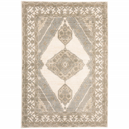 5 x 7 Beige & Ivory Oriental Power Loom Rug