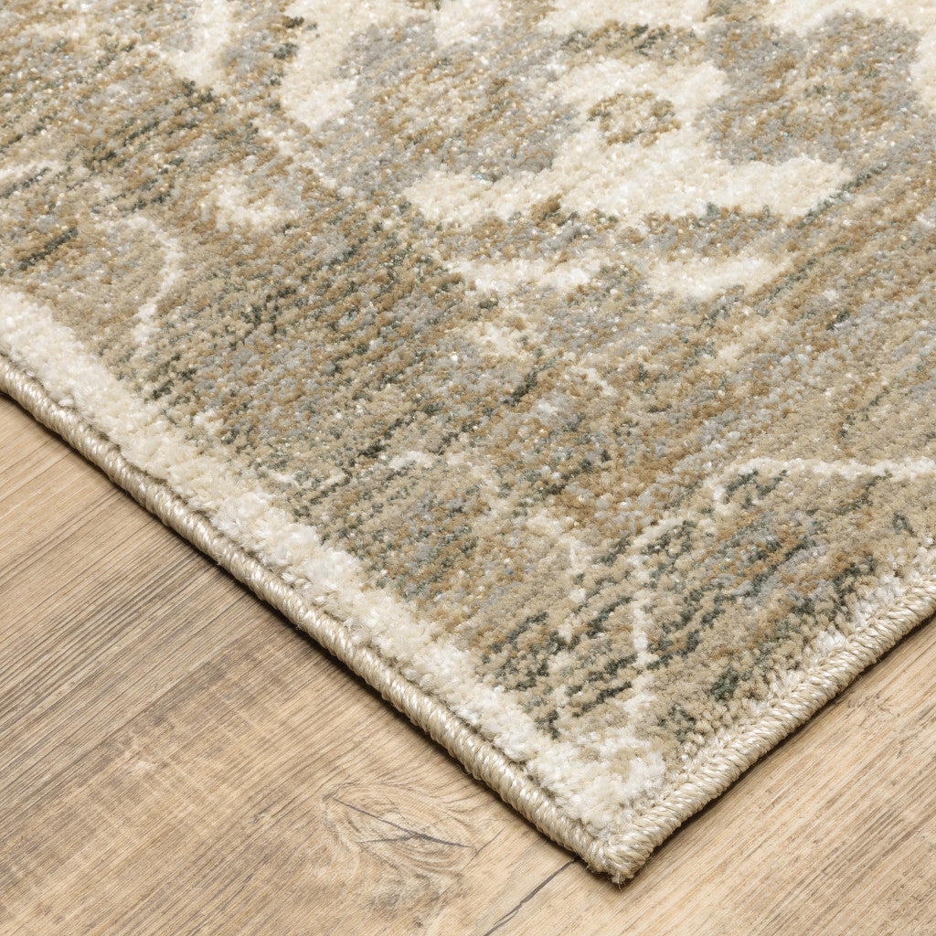 5 x 7 Beige & Ivory Oriental Power Loom Rug