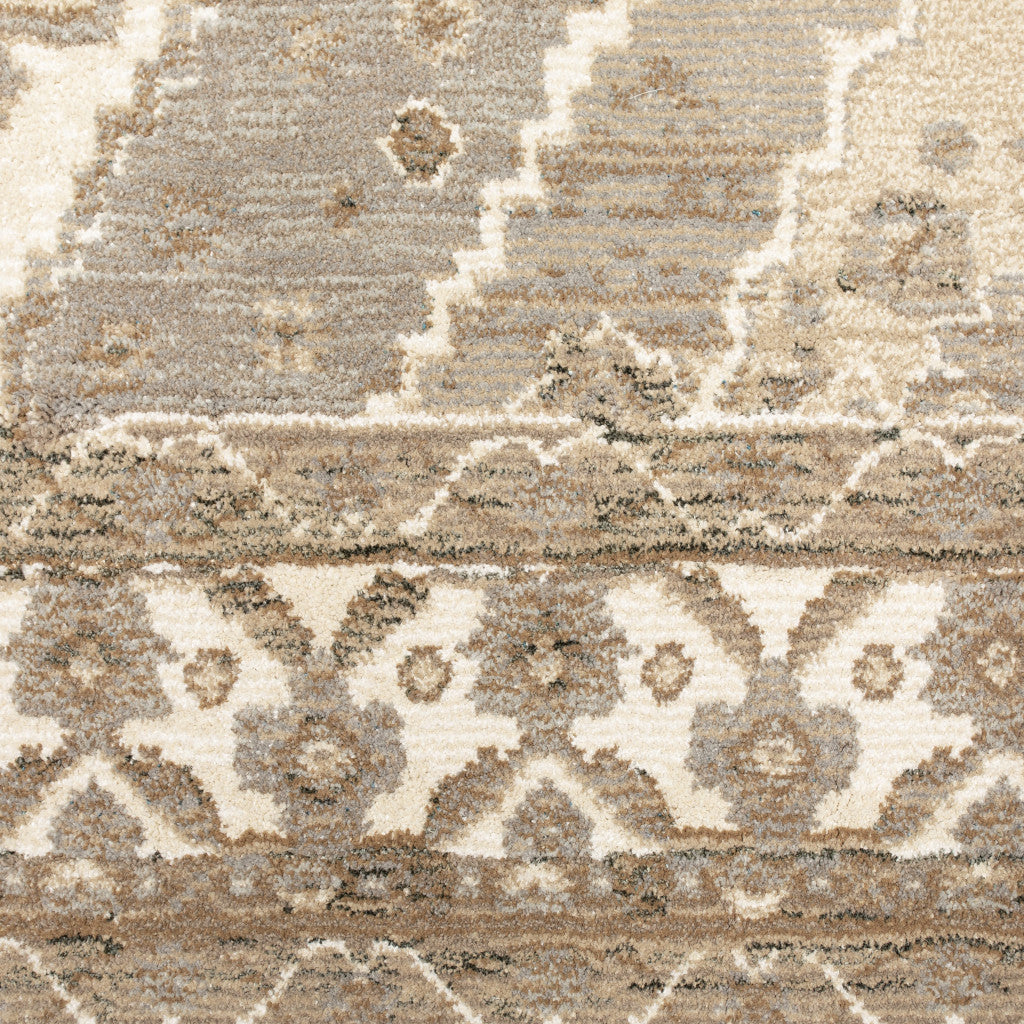 5 x 7 Beige & Ivory Oriental Power Loom Rug
