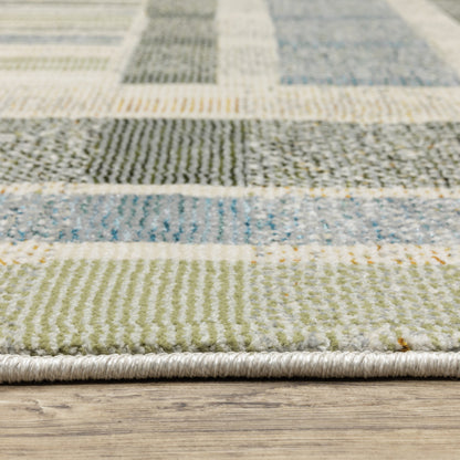 10 x 13 Gray & Ivory Geometric Power Loom Rug