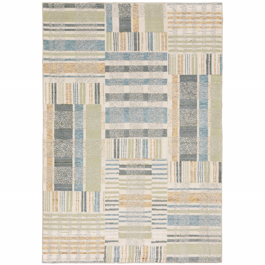 9 x 12 Gray & Ivory Geometric Power Loom Rug