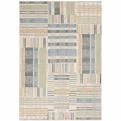 9 x 12 Gray & Ivory Geometric Power Loom Rug