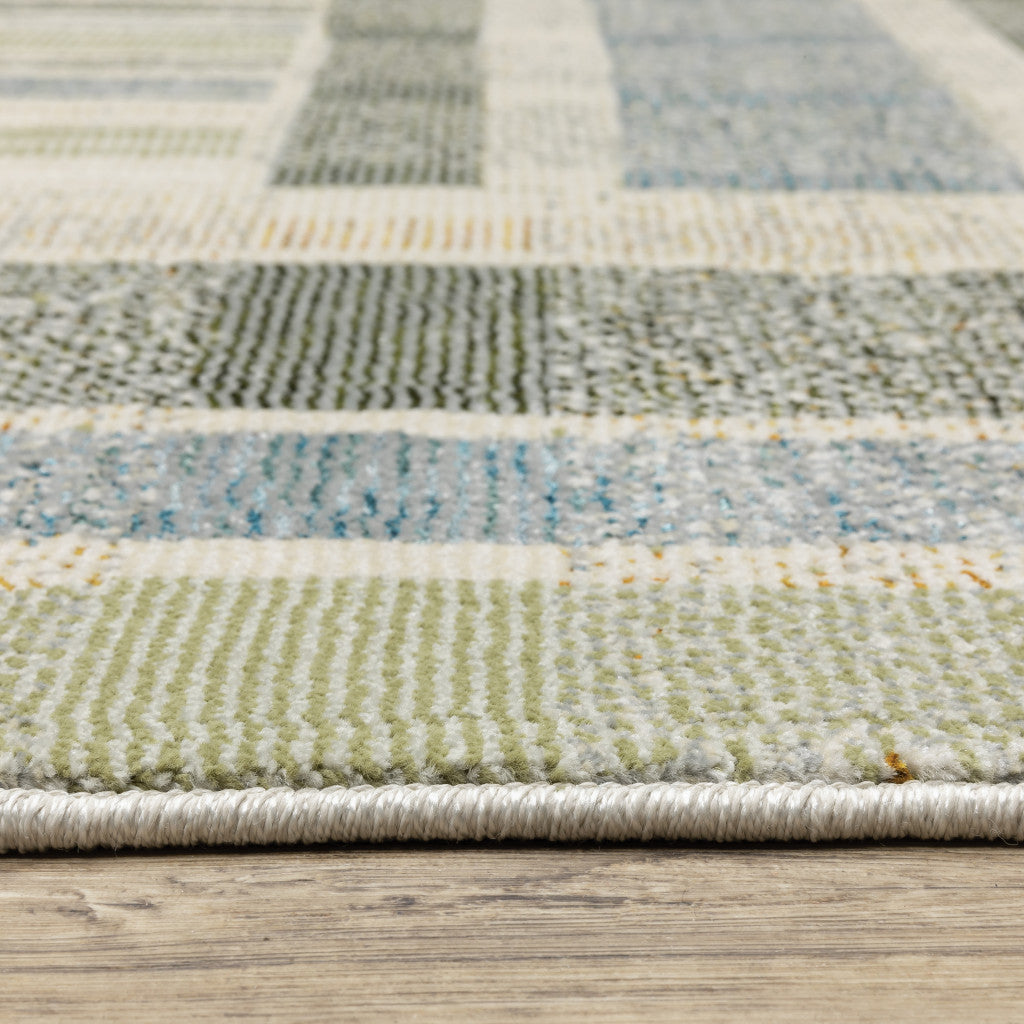 9 x 12 Gray & Ivory Geometric Power Loom Rug