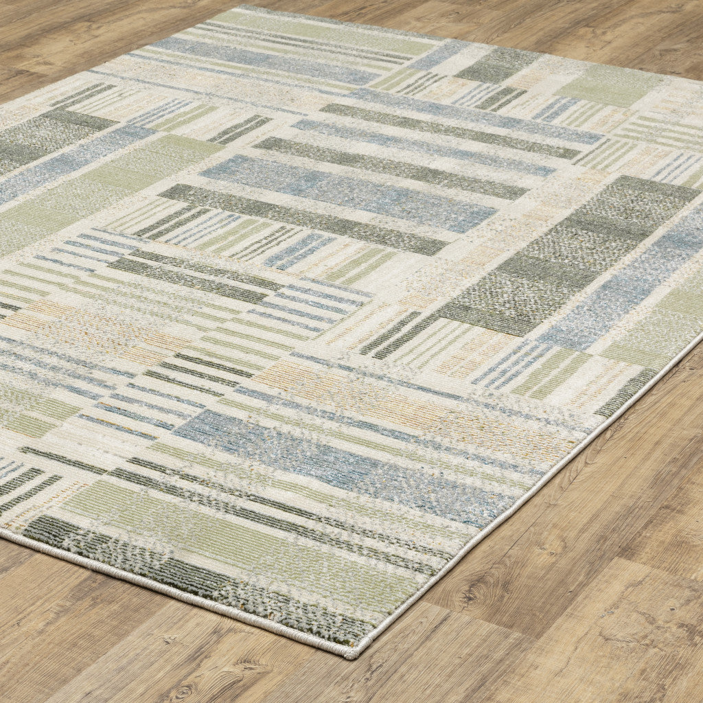 9 x 12 Gray & Ivory Geometric Power Loom Rug