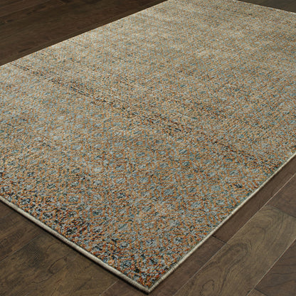 5 x 7 Blue & Silver Geometric Power Loom Rug
