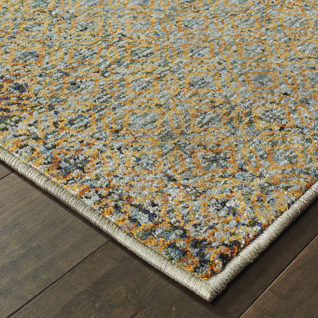 9 x 12 Blue & Silver Geometric Power Loom Rug