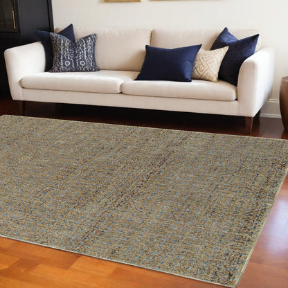 9 x 12 Blue & Silver Geometric Power Loom Rug