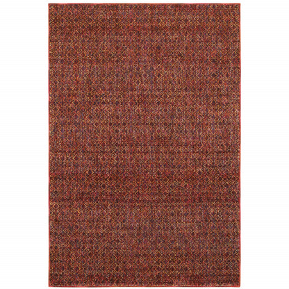 5 x 7 Red & Gold Geometric Power Loom Rug