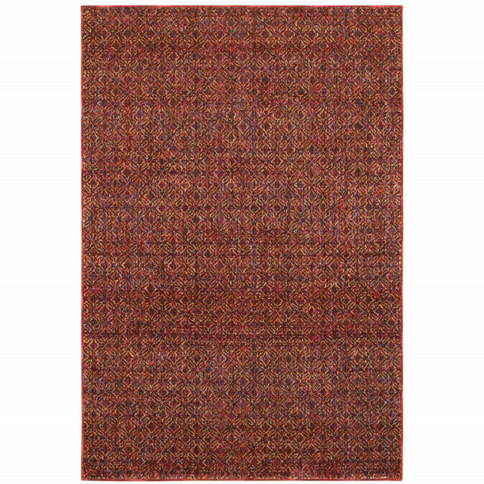 5 x 7 Red & Gold Geometric Power Loom Rug