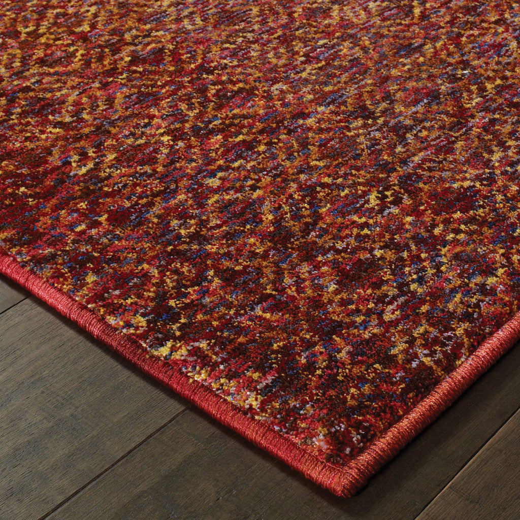 5 x 7 Red & Gold Geometric Power Loom Rug