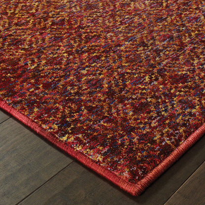 5 x 7 Red & Gold Geometric Power Loom Rug