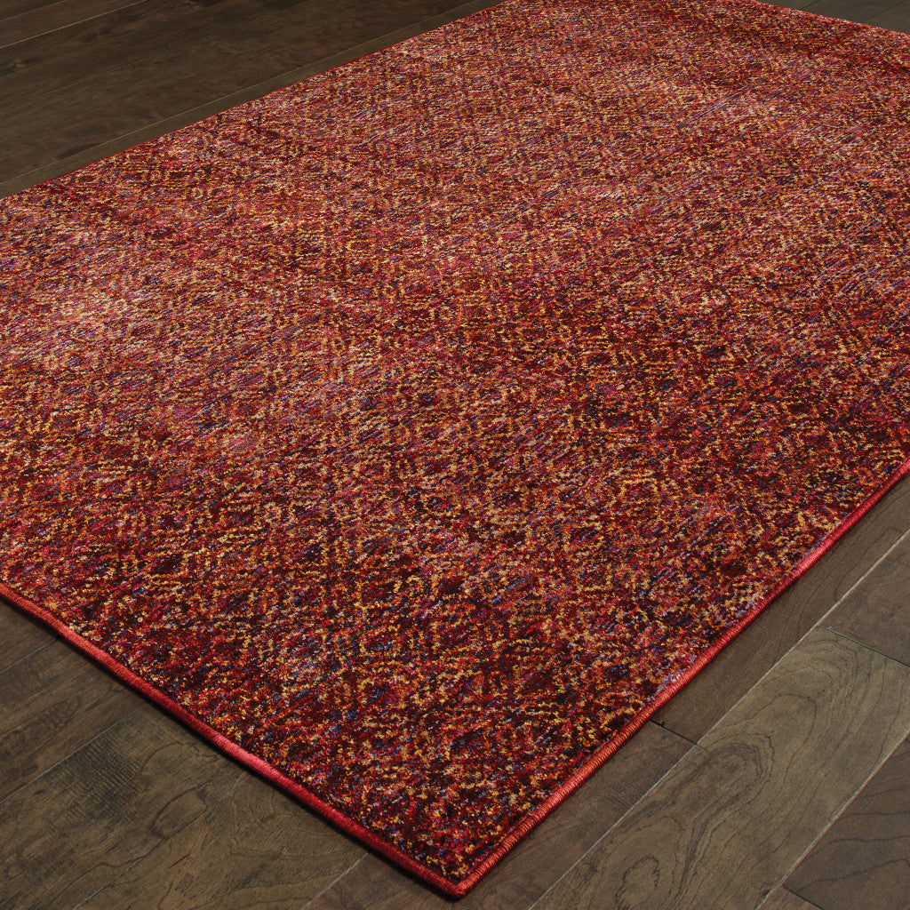 5 x 7 Red & Gold Geometric Power Loom Rug
