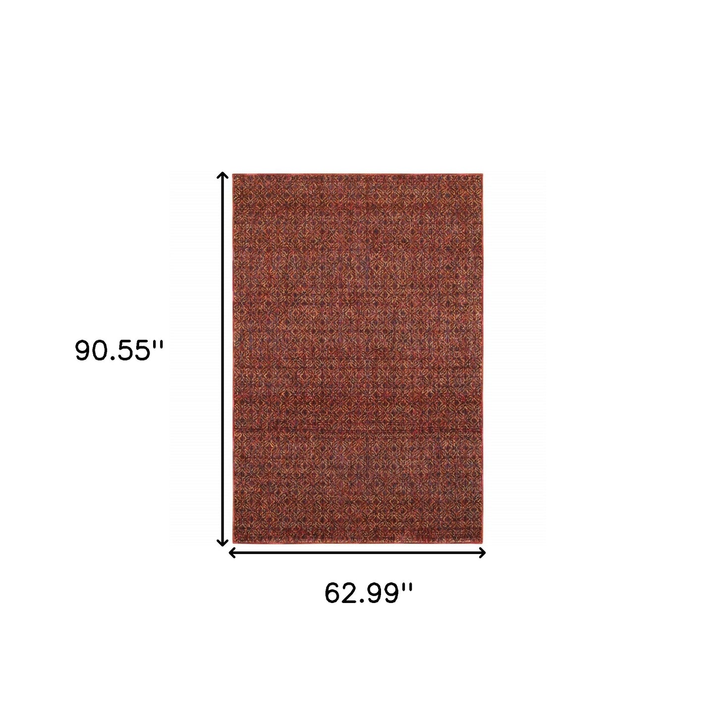 5 x 7 Red & Gold Geometric Power Loom Rug