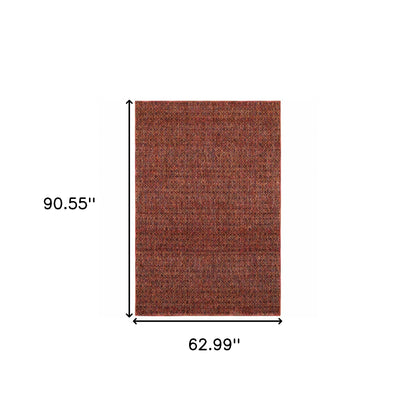 5 x 7 Red & Gold Geometric Power Loom Rug