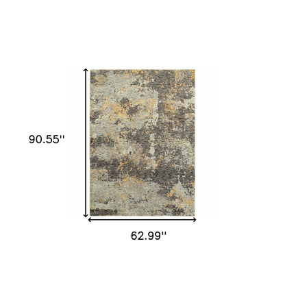 5 x 7 Gray & Ivory Power Loom Rug