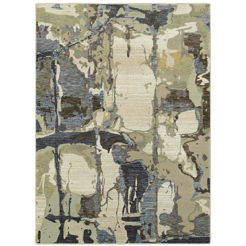 5 x 7 Blue & Gray Power Loom Rug