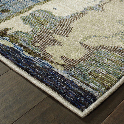 5 x 7 Blue & Gray Power Loom Rug