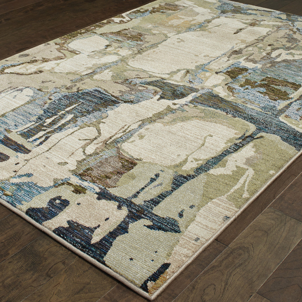 5 x 7 Blue & Gray Power Loom Rug